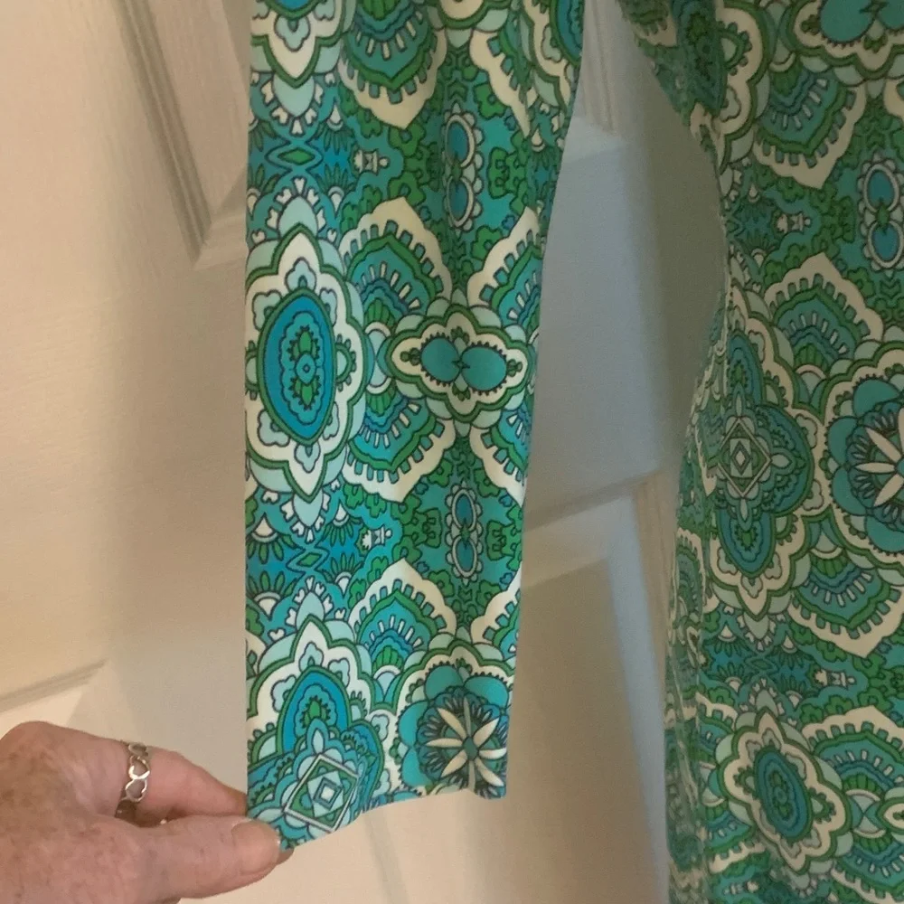 Tommy Hilfiger Teal and White Long Sleeve Dress